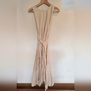 Black Crane Cream Raw Silk Wrap Midi Dress Size Xs
